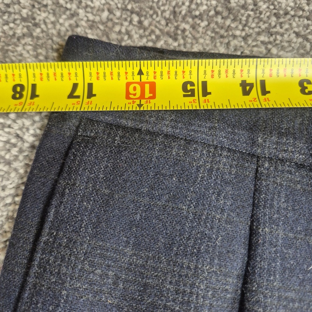 Alberto Pleated Dress Pants Mens 32x32 Navy Plaid Slim Fit Wool Blend Cuffed - Picture 7 of 10